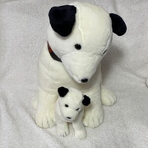 Vintage 1993 Dakin RCA nipper & chipper plush terrier dog and puppy collectible
